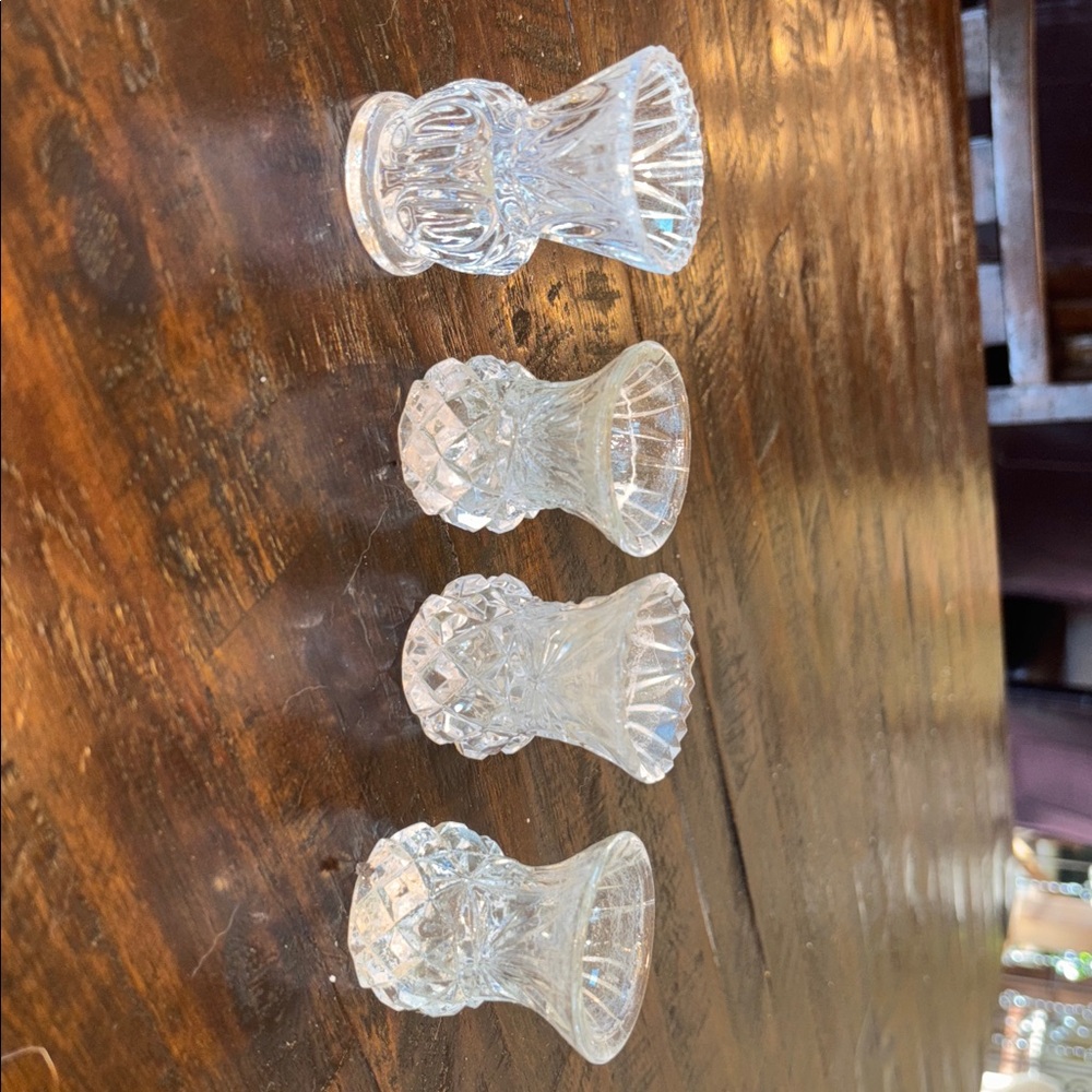 Set of Four Crystal Candle Holders